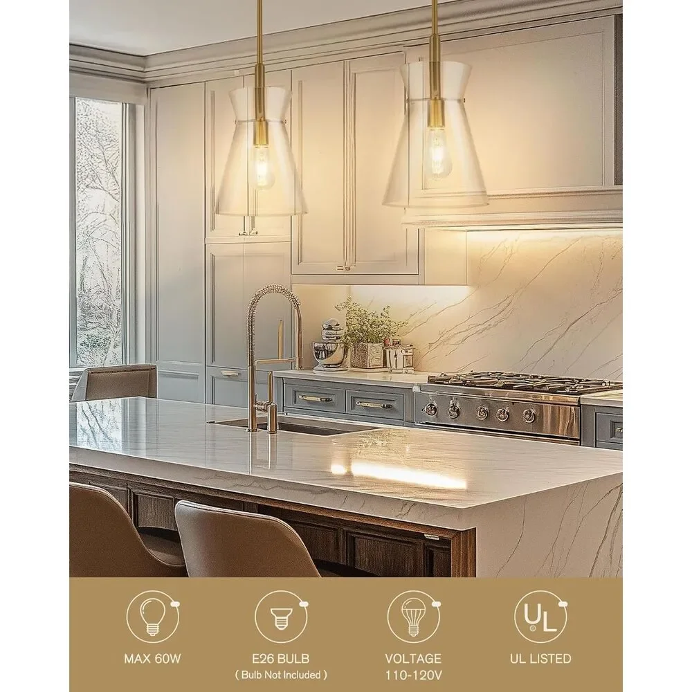 Brushed Gold Modern Pendant Light w/ 9